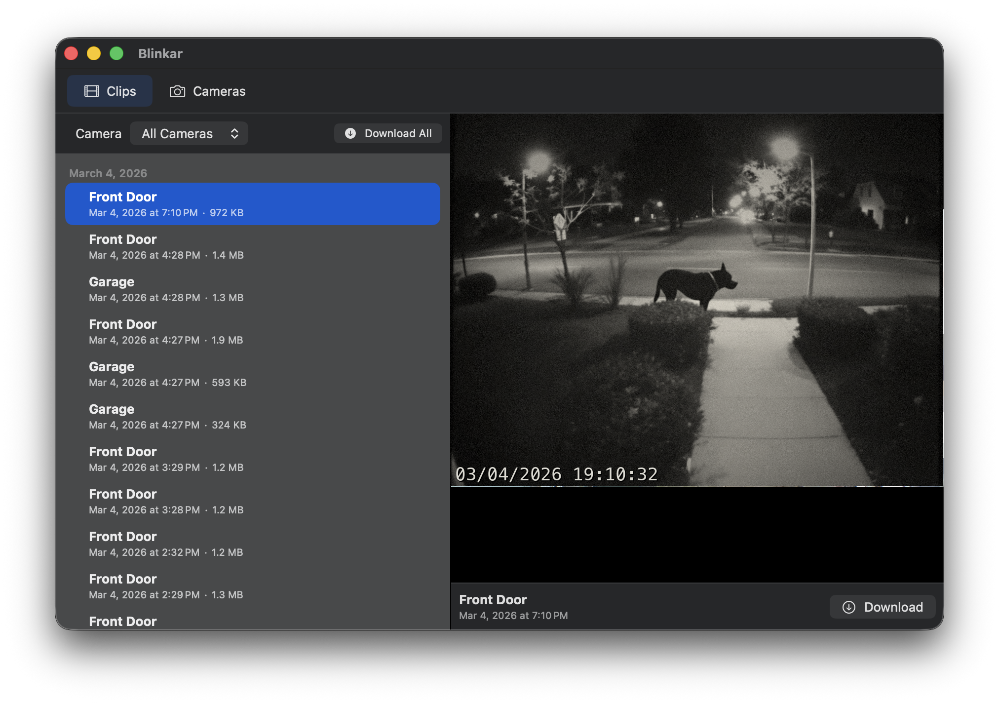 Blinkar full clip browser with video playback